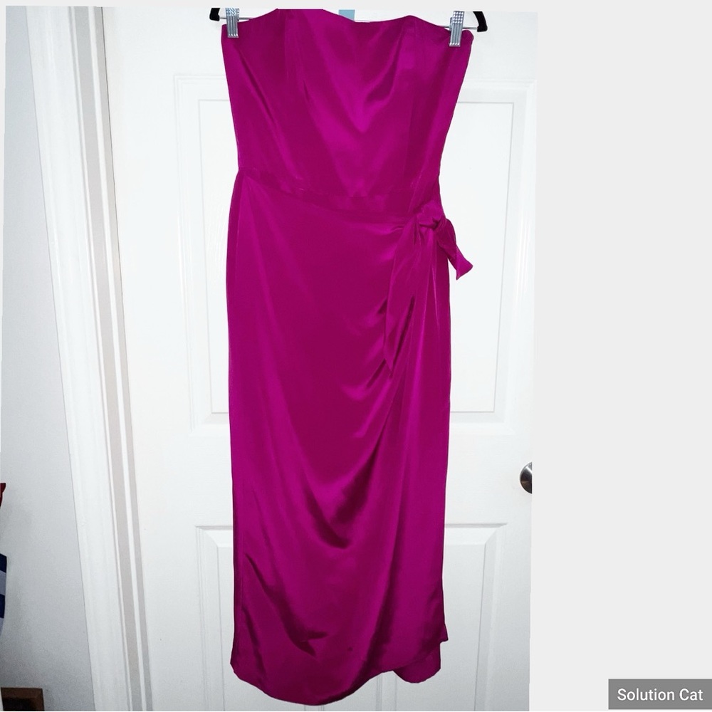 New Ellen Tracy Linda Allard Evening Fuchsia Sleeveless 100% Silk Dress